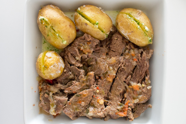 Wine-Braised Beef with Garlic Butter Potatoes